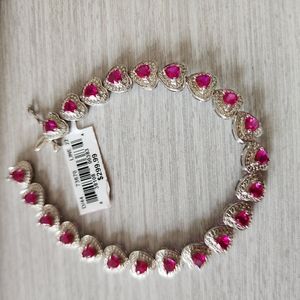 NWT SS Created Ruby Heart‎ Shaped Bracelet